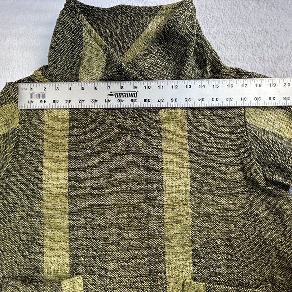 Yasuko Kurisaka Womens Sweater Jacket Olive Handwoven Mock Neck Pockets Artsy OS - Picture 7 of 9